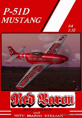 Сборная бумажная модель / scale paper model, papercraft P-51D Mustang Red Baron 