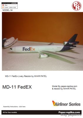 Сборная бумажная модель / scale paper model, papercraft McDonnell Douglas MD-11 FedEx (Julius Perdana - Mihir Patel) 