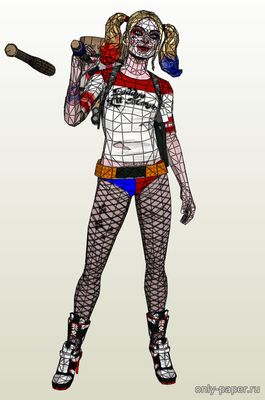 Сборная бумажная модель / scale paper model, papercraft Harley Quinn (Batman: Arkham City) 