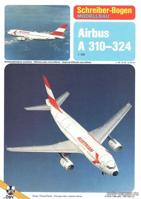 Сборная бумажная модель / scale paper model, papercraft Airbus A310-324 (Schreiber-Bogen 72421) 