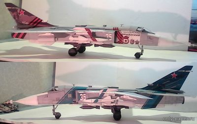 Сборная бумажная модель / scale paper model, papercraft Су-24 / Su-24 (Перекрас Hobby Model 012) 