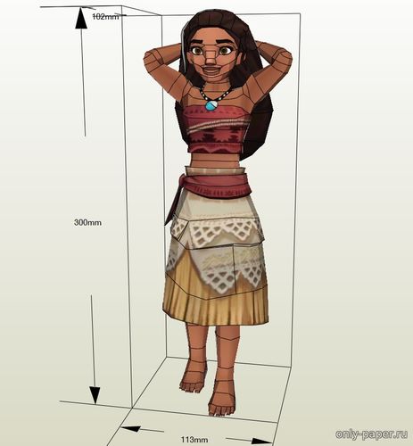 Модель фигуры Моаны из бумаги/картона