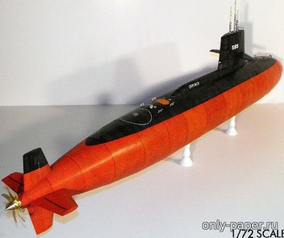 Модель подводной лодки USS Skipjack SSN-585 из бумаги/картона