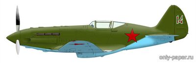 Модель самолета МиГ-3 красный «14» из бумаги/картона