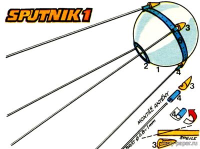 Сборная бумажная модель / scale paper model, papercraft Družice Sputnik 1 (ABC 77-15) 