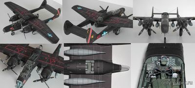 Сборная бумажная модель / scale paper model, papercraft P-61 Black Widow (GreMir Models 001) 