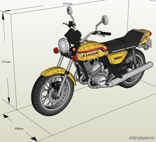Модель мотоцикла Kawasaki 750 SS из бумаги/картона