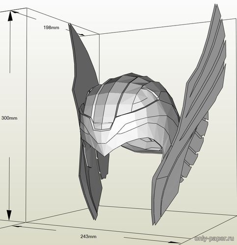 Модель шлема Тора из бумаги/картона