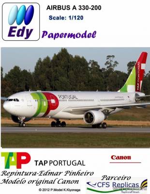Сборная бумажная модель / scale paper model, papercraft AIRBUS A330-200 TAP [Перекрас CANON] 