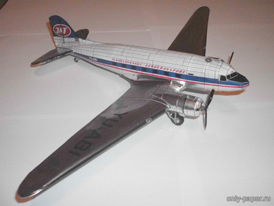 Сборная бумажная модель / scale paper model, papercraft Douglas DC3 JAT Jugoslav Airlines (TSMC - Deksiko) 