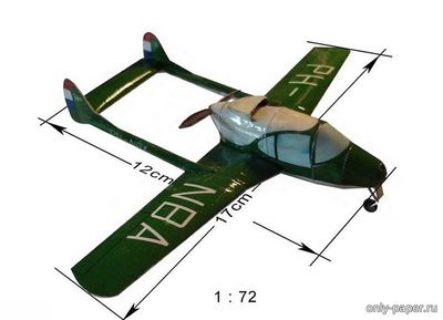 Сборная бумажная модель / scale paper model, papercraft Легкий туристский самолёт Fokker F.25 Promotor 