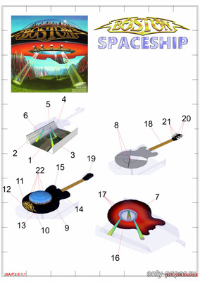 Сборная бумажная модель / scale paper model, papercraft Boston Spaceship (Gary Pilsworth) 