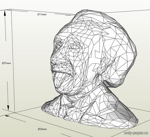 Модель бюста Эйнштейна из бумаги/картона