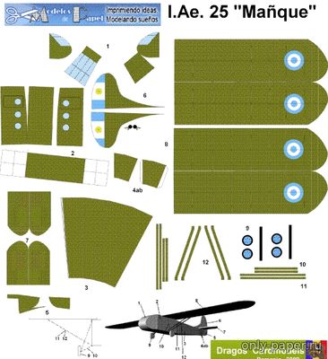 Сборная бумажная модель / scale paper model, papercraft FMA I.Ae. 25 Mañque [Dragos Cardmodels] 