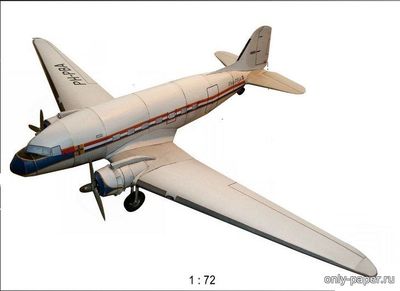 Сборная бумажная модель / scale paper model, papercraft Douglas DC3 Dakota 