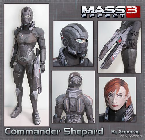 Сборная бумажная модель / scale paper model, papercraft Female Commander Shepard (Mass Effect 3) 