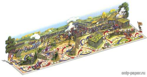 Сборная бумажная модель / scale paper model, papercraft Настольная Игра-панорама Бородинская битва 