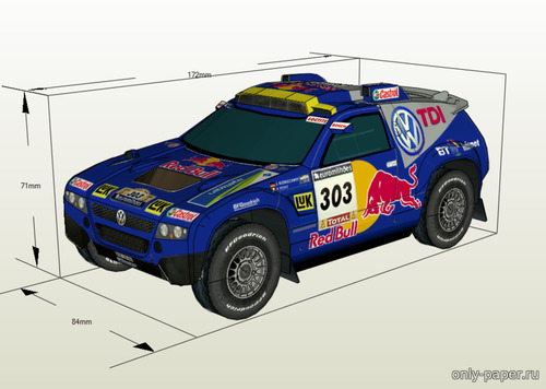 Сборная бумажная модель / scale paper model, papercraft VW Race Touareg 2 (Rally Lisboa Dakar 2006) 