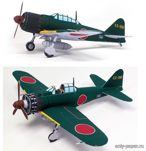Сборная бумажная модель / scale paper model, papercraft Mitsubishi A6M Zero 