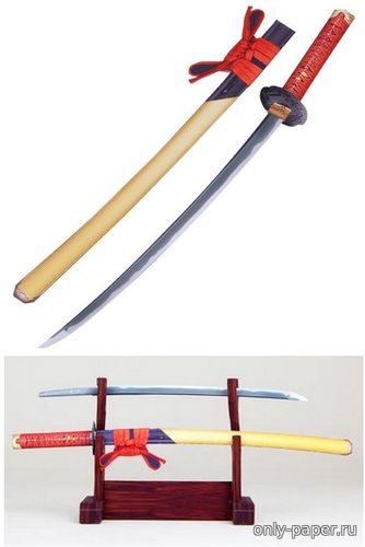 Сборная бумажная модель / scale paper model, papercraft Japanese Sword: Heshikiri Hasebe (Canon) 