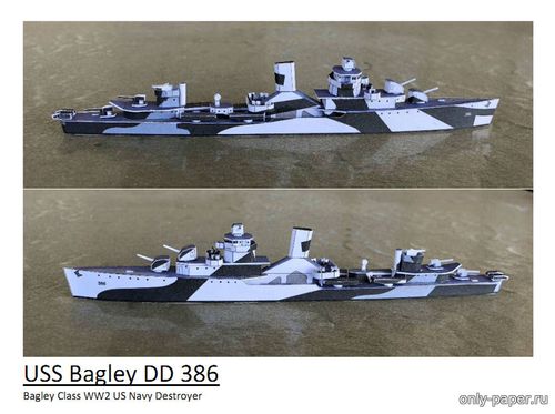 Сборная бумажная модель / scale paper model, papercraft USS Bagley, DD 386 (Wayne McCullough) 
