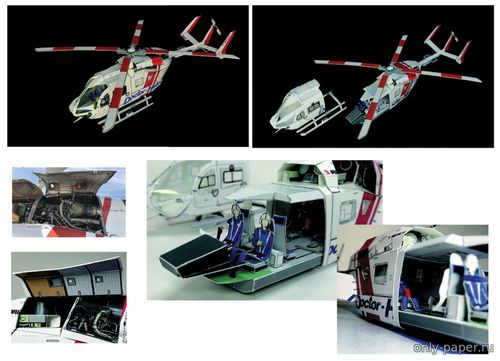 Сборная бумажная модель / scale paper model, papercraft Aero Asahi MBB/Kawasaki BK 117 C-2 Doctor-Heli 