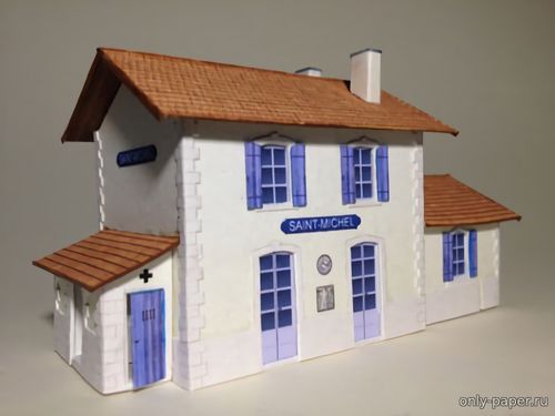 Сборная бумажная модель / scale paper model, papercraft Жд станция / Gare d’Aumagne-Renier 