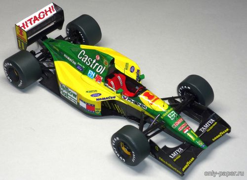 Модель болида Lotus 107 - Mika Häkkinen - GP Japan 1992 из бумаги/карт