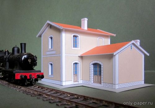 Сборная бумажная модель / scale paper model, papercraft Жд станция / Une halte qui sent bon la noisette (Cles pour le train miniature 02) 