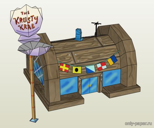 Сборная бумажная модель / scale paper model, papercraft Ресторан Красти Краб из м/с Губка Боб / Krusty Krab - SpongeBob SquarePants 