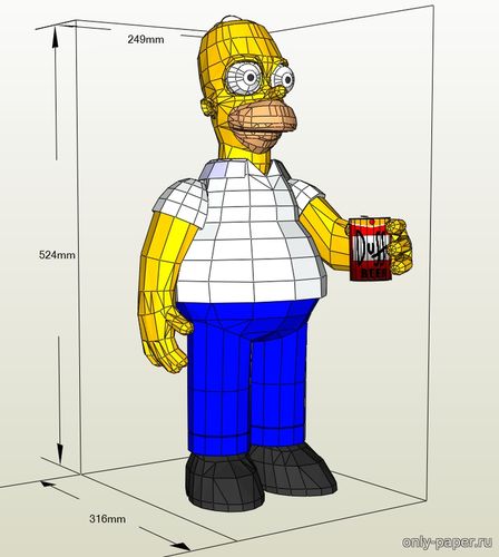 Модель фигуры Гомера Симпсона из бумаги/картона