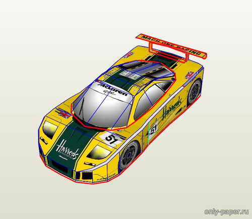 Сборная бумажная модель / scale paper model, papercraft McLaren GTR Le Mans Harrod's 1995 (Keroliver) 
