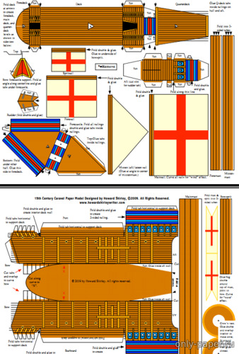 Сборная бумажная модель / scale paper model, papercraft Каравелла 15 в. / Caravel XV v (John Cabots Matthew) 