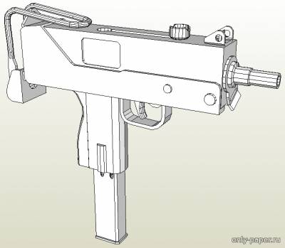 Модель пистолета-пулемета Ingram MAC-10 из бумаги/картона