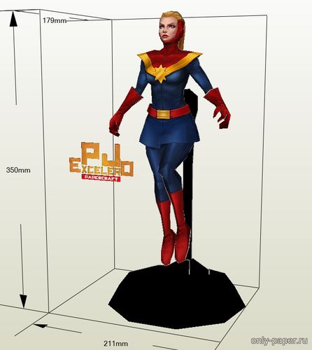 Сборная бумажная модель / scale paper model, papercraft Кэрол Денверс / Carol Danvers (Капитан Марвел / Captain Marvel) 