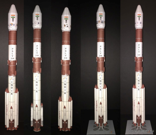 Сборная бумажная модель / scale paper model, papercraft Индийская ракета-носитель PSLV C25/С29/С35/С40/С41 