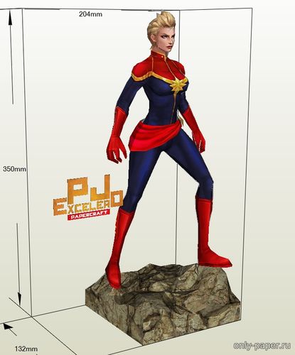 Сборная бумажная модель / scale paper model, papercraft Капитан Марвел / Captain Marvel 