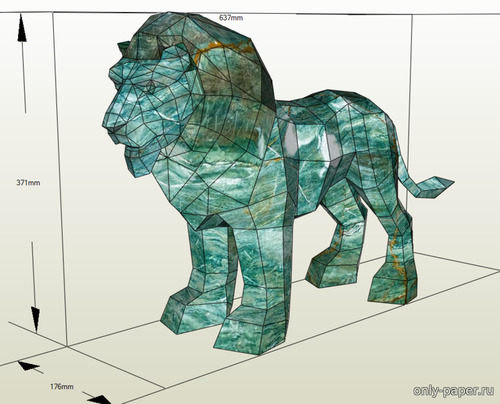 Сборная бумажная модель / scale paper model, papercraft Изумрудный лев 