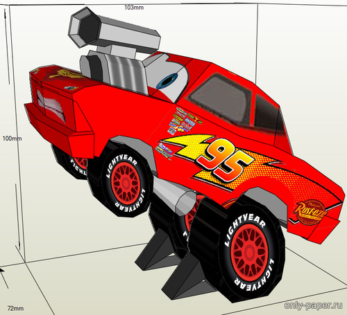Сборная бумажная модель / scale paper model, papercraft Lightning McQueen Drift (Тачки 2) 
