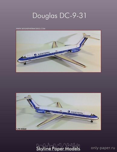 Сборная бумажная модель / scale paper model, papercraft DC-9-31 Eastern (Skyline Paper Models) 