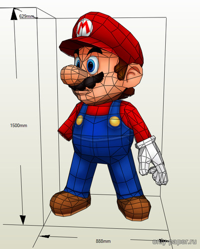 Сборная бумажная модель / scale paper model, papercraft Полноростовой Марио / Full-size Mario (Paperjuke) 