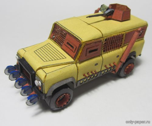 Сборная бумажная модель / scale paper model, papercraft Land Rover Defender post-apocalyptic «Nux car» (O&Co. Paper Models) 