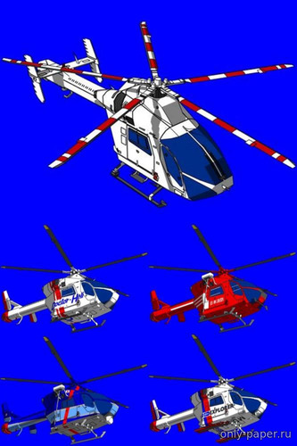 Модель вертолета MD902 из бумаги/картона