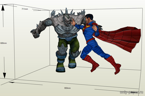 Сборная бумажная модель / scale paper model, papercraft Superman vs Doomsday 