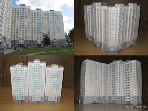 Модель панельного дома из бумаги/картона
