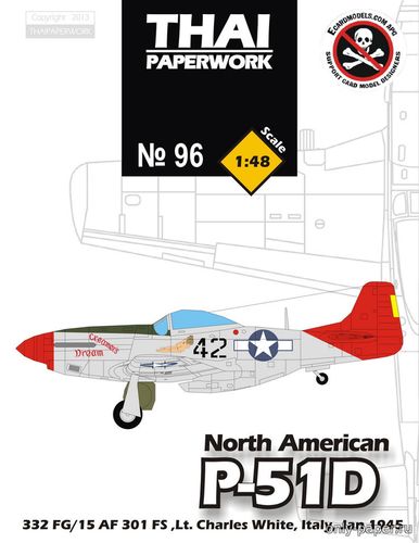 Сборная бумажная модель / scale paper model, papercraft North American P-51D Mustang - Creamer's Dream (Thai Paperwork 96) 