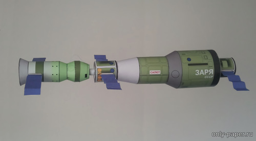 Модель орбитальных станций «Салют-1» и «Союз-11» из бумаги/картона