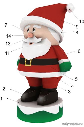 Модель Санта Клауса из бумаги/картона