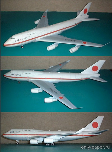 Модель самолета Boeing 747-400 Japanese Government из бумаги/картона