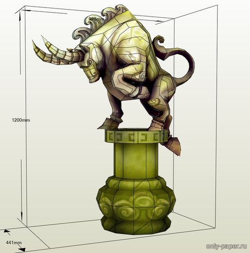 Сборная бумажная модель / scale paper model, papercraft Статуя быка / Bull Statue (World of Warcraft) 
